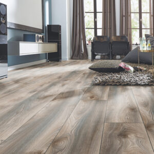 MAMMUT PLUS WIDE LONG PLANK MACRO OAK GREY LAMINATE FLOORING AC5