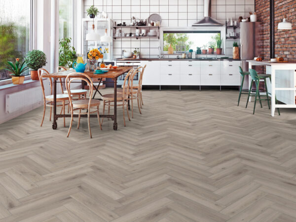 HERRINGBONE SILVER OAK LAMINATE FLOORING AC4