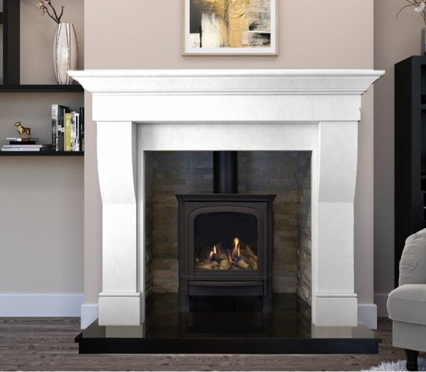 Binnian Ice White Polished Stone Fireplace Surround 59"