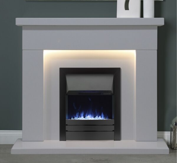 Durrington Arctic White Micromarble Mantel c/w Lights 48" - Image 2
