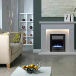 Durrington Arctic White Micromarble Mantel c/w Lights 48"