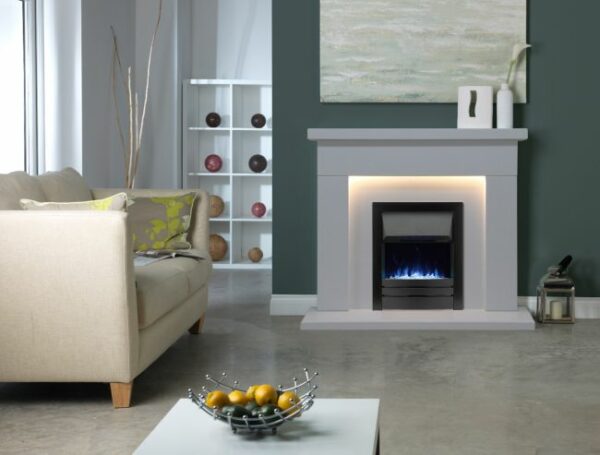 Durrington Arctic White Micromarble Mantel c/w Lights 48"