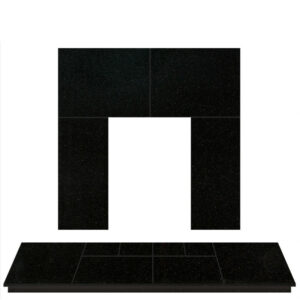 Black Granite Hearth and Back Panel Set for Solid Fuel Fires & Stoves