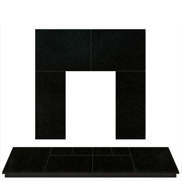 Black Granite Hearth and Back Panel Set for Solid Fuel Fires & Stoves