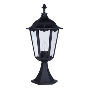 Victorian 55cm Outdoor Post Silk Black Metal & Glass IP44