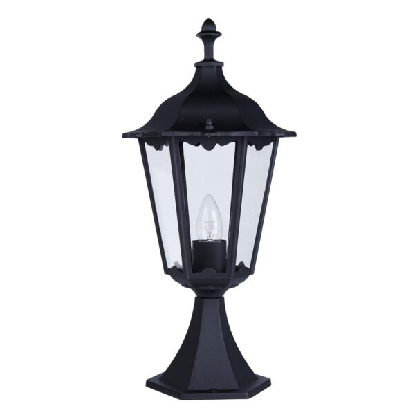 Victorian 55cm Outdoor Post Silk Black Metal & Glass IP44