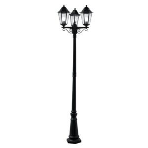Victorian 220cm 3LT Outdoor Post Silk Black Metal & Glass IP44
