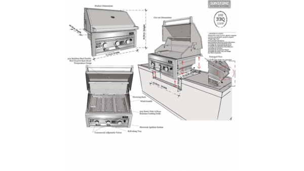 Sunstone Sun Series 3 Burner Gas Grill - Image 2
