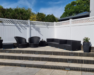 White Privacy Fence with Lattice