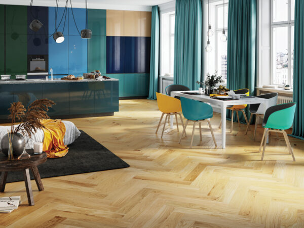 BARISTA HERRINGBONE OAK CREMA BRUSHED MATT LACQUERED ENGINEERED FLOORING