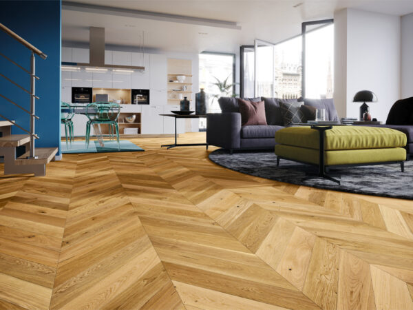 Barista Oak Caramel/Crema Chevron Brushed Matt Lacquered Engineered Flooring - Image 2