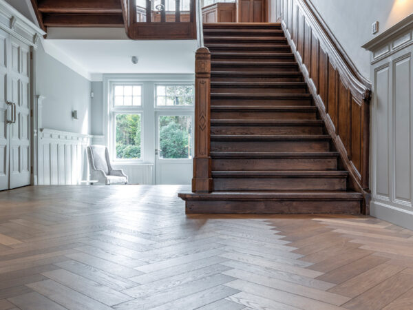 Renaissance Herringbone Oak Landini Smoked Distressed White UV Oil/Wax Engineered Flooring - Image 2