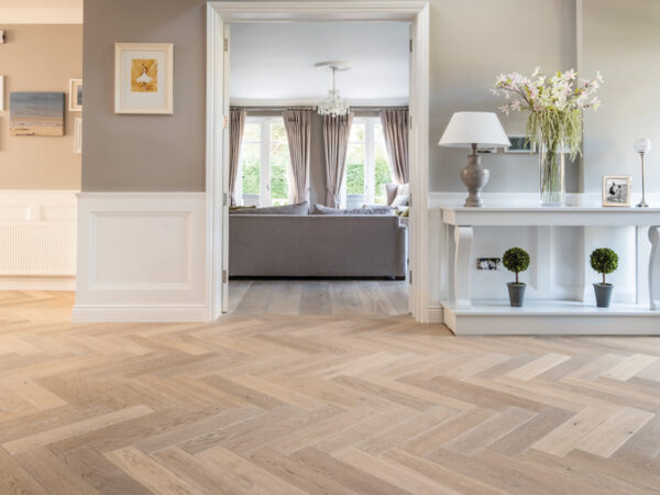 Renaissance Herringbone Oak Leona Smoked Extra White UV Oil/Wax Engineered Flooring - Image 2