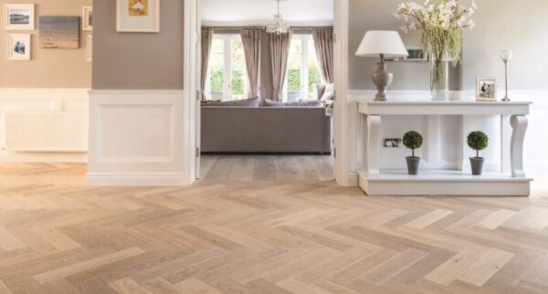 Renaissance Herringbone Oak Lippi Distressed White UV Oil/Wax Engineered Flooring - Image 2