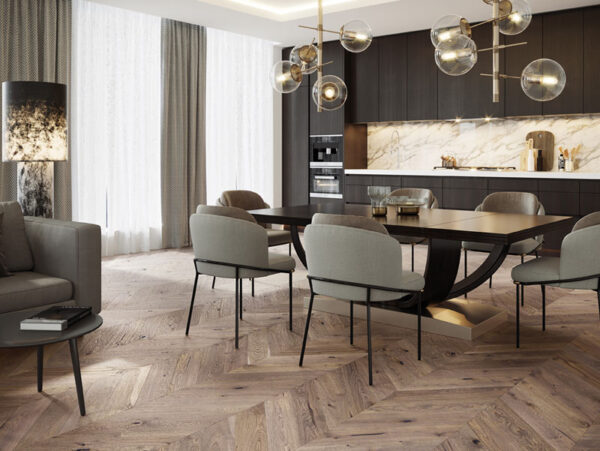 Barista Oak Serene/Frappe Chevron Brushed Matt Lacquered Engineered Flooring - Image 2