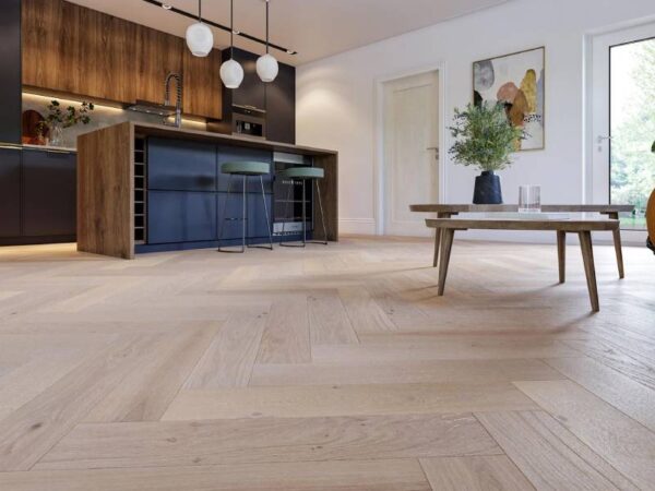 Herringbone Shrewsbury Oak Stained  Brushed & UV Lacquered Engineered Flooring - Image 2