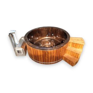Acrylic hot tub with external heater