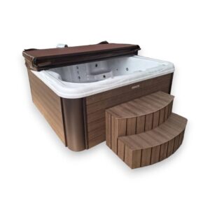 Acrylic square hot tub with external heater