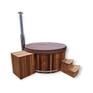 Fibreglass hot tub with integrated heater