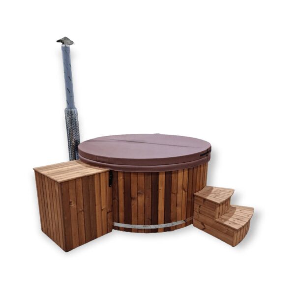 Fibreglass hot tub with integrated heater